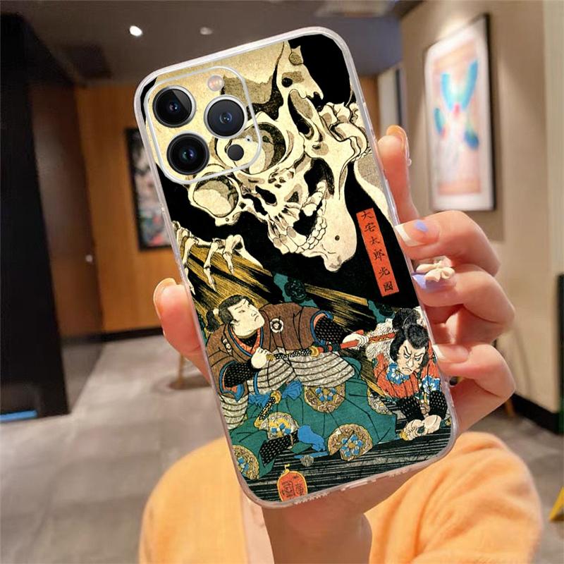 Phone Case For Iphone 17 Pro Max Air 16 15 14 13 Pro Max 15 16 Pro 15Plus Japanese Style Art Wave