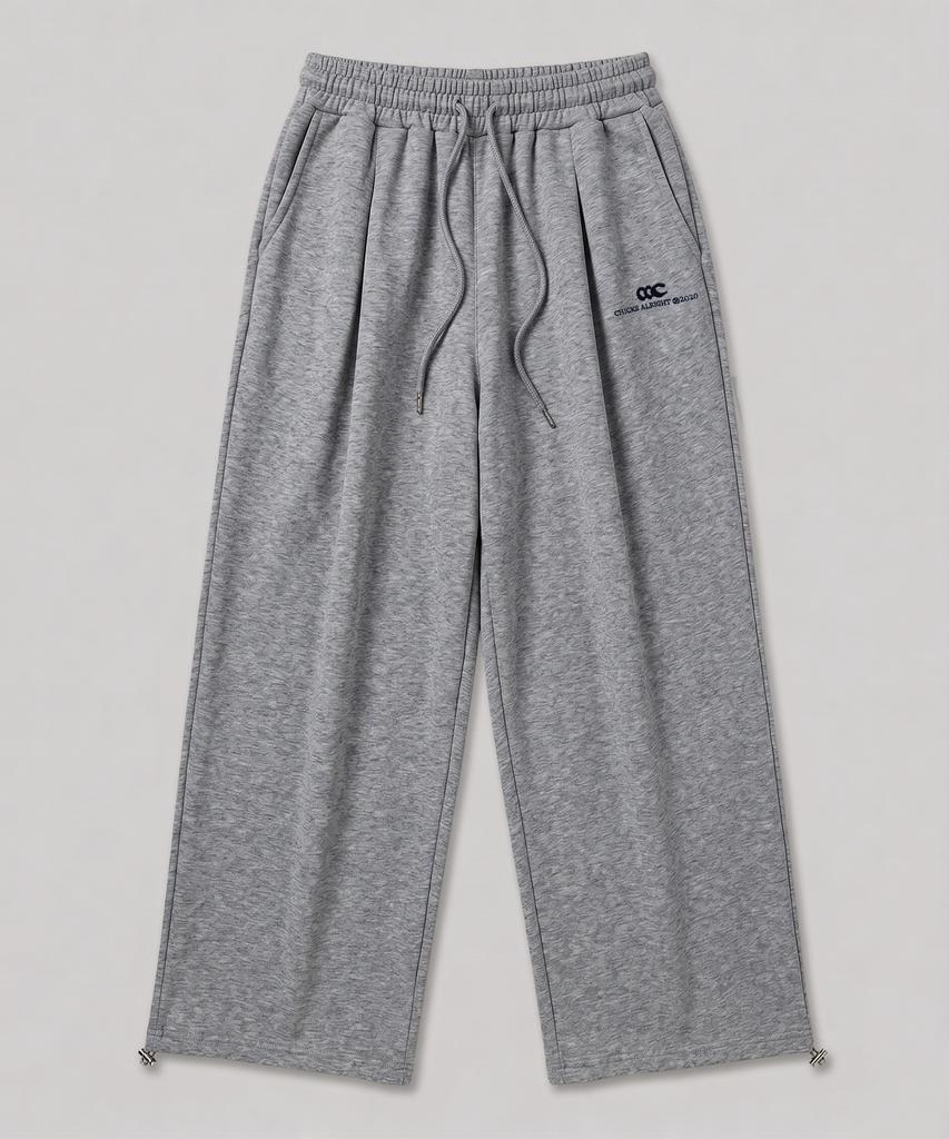 CHICKS All-Light Embroidered One-Pleat Wide Sweatpants Brown