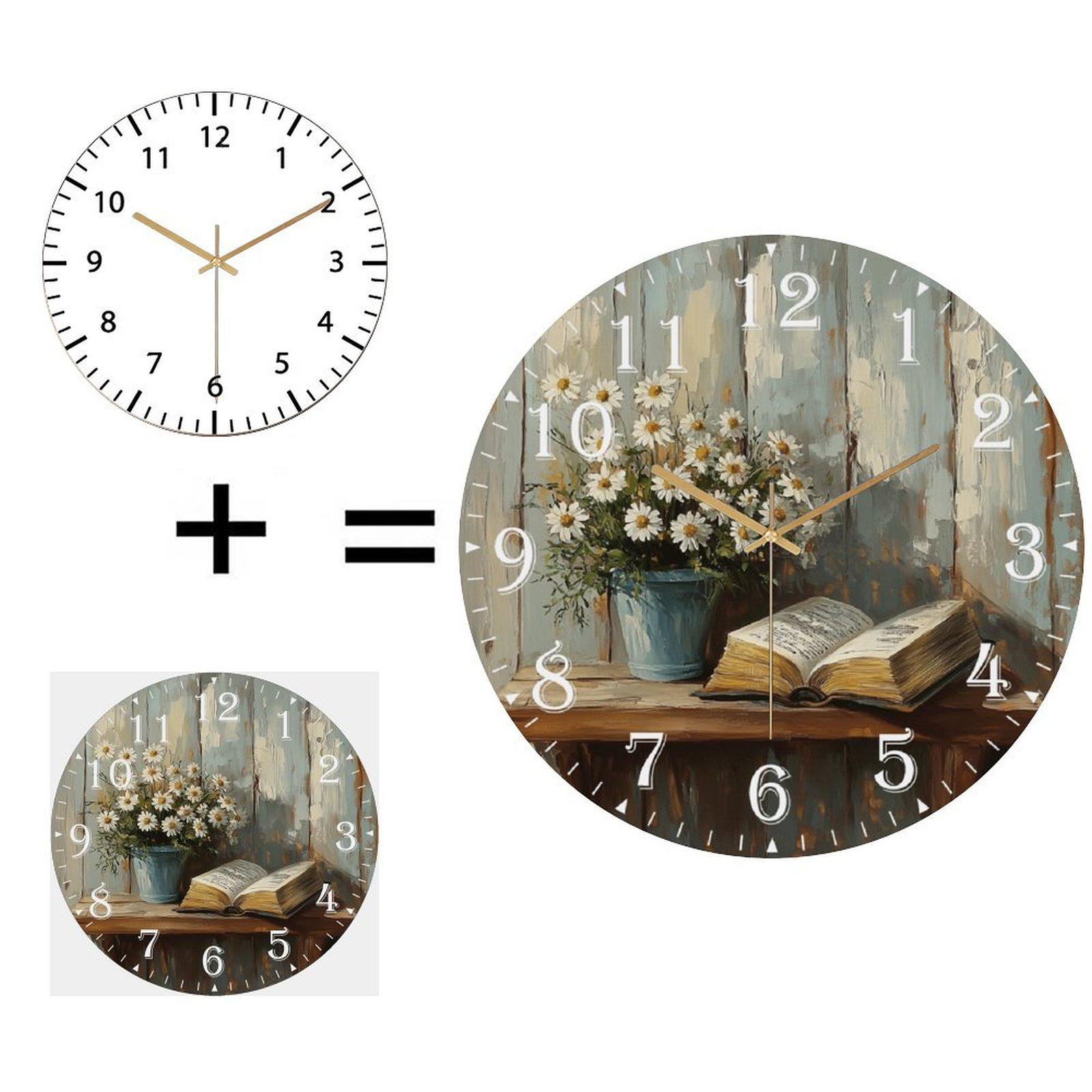 30cm Round Glass Wall Clock Custom Photo/Image Silent Movement Contemporary Design Home Decor 12 in(30.48cm)