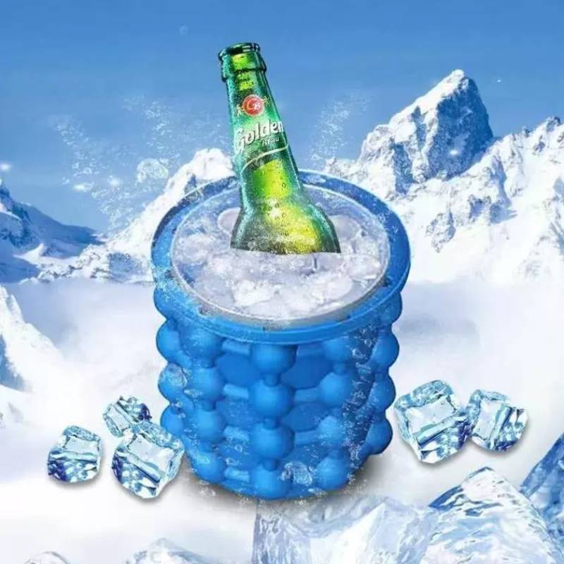 Secchiello per Ghiaccio in Silicone con Coperchio e Paletta per Picnic all'Aperto e Feste