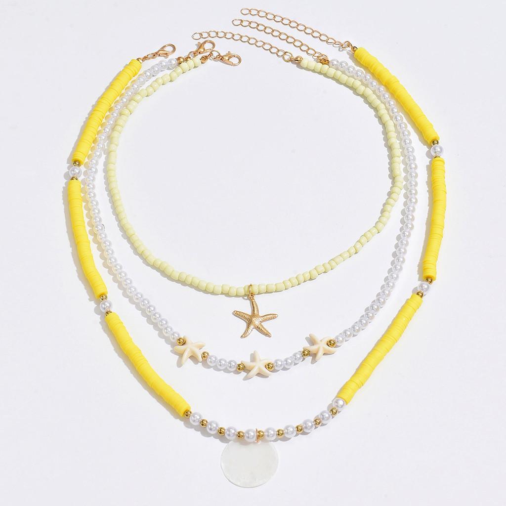 Bohemian Shell Necklace Set For Women Handmade Geometric Beach Jewelry Gift For Summer