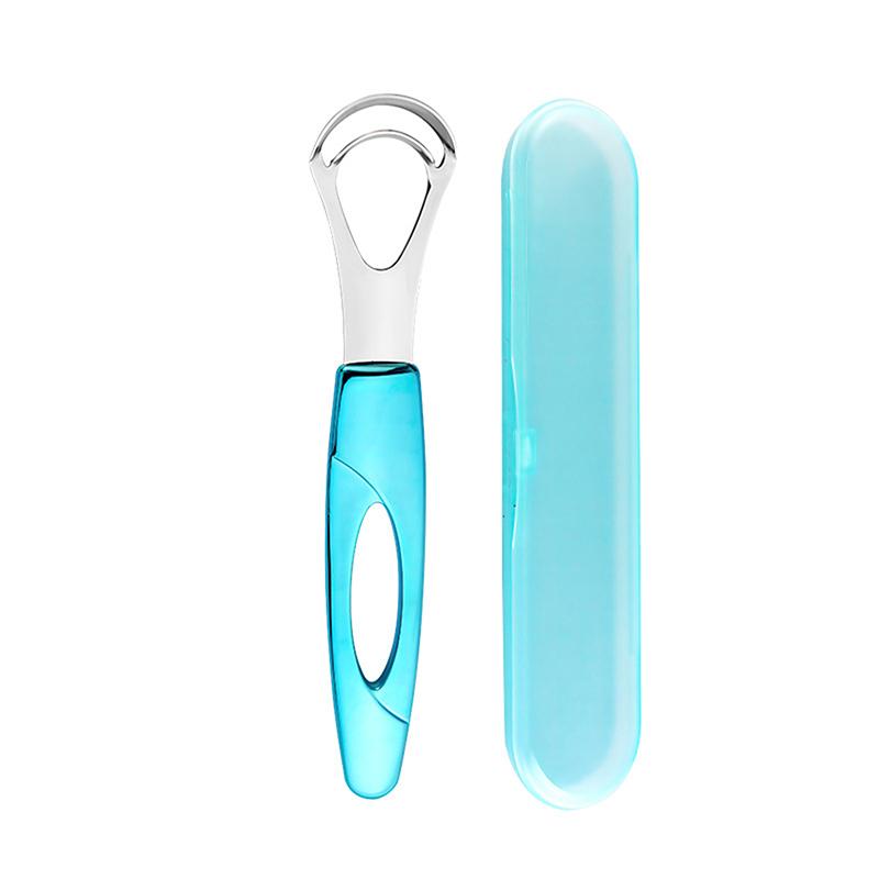 

1Pc Portable Case Stainless Steel Tongue Cleaner Color Tongue Scraper Mental Tongue Cleaning Tools for Adults синий