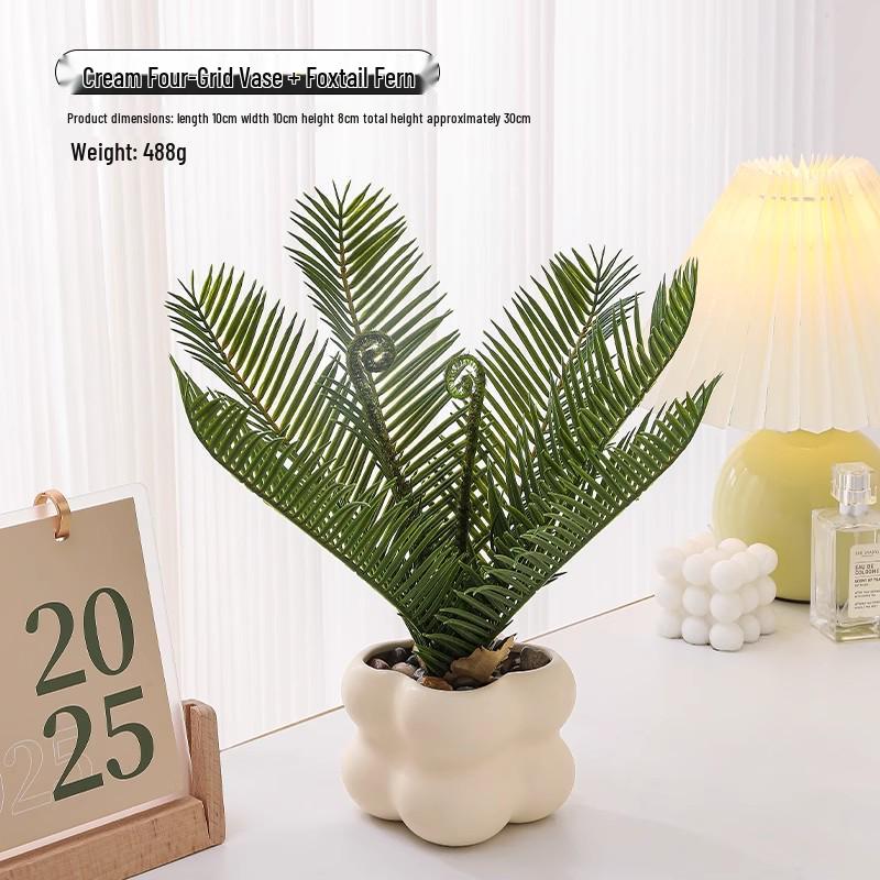 Nordic Bionic Green Faux Bonsai Plants - Indoor Tabletop Decor for Office & Living Room