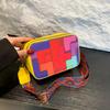 2025 Herbst neue Mode kariert kontrastfarbig Schulter Umhängetasche lässiger breiter Schultergurt hochwertig kleine quadratische Tasche