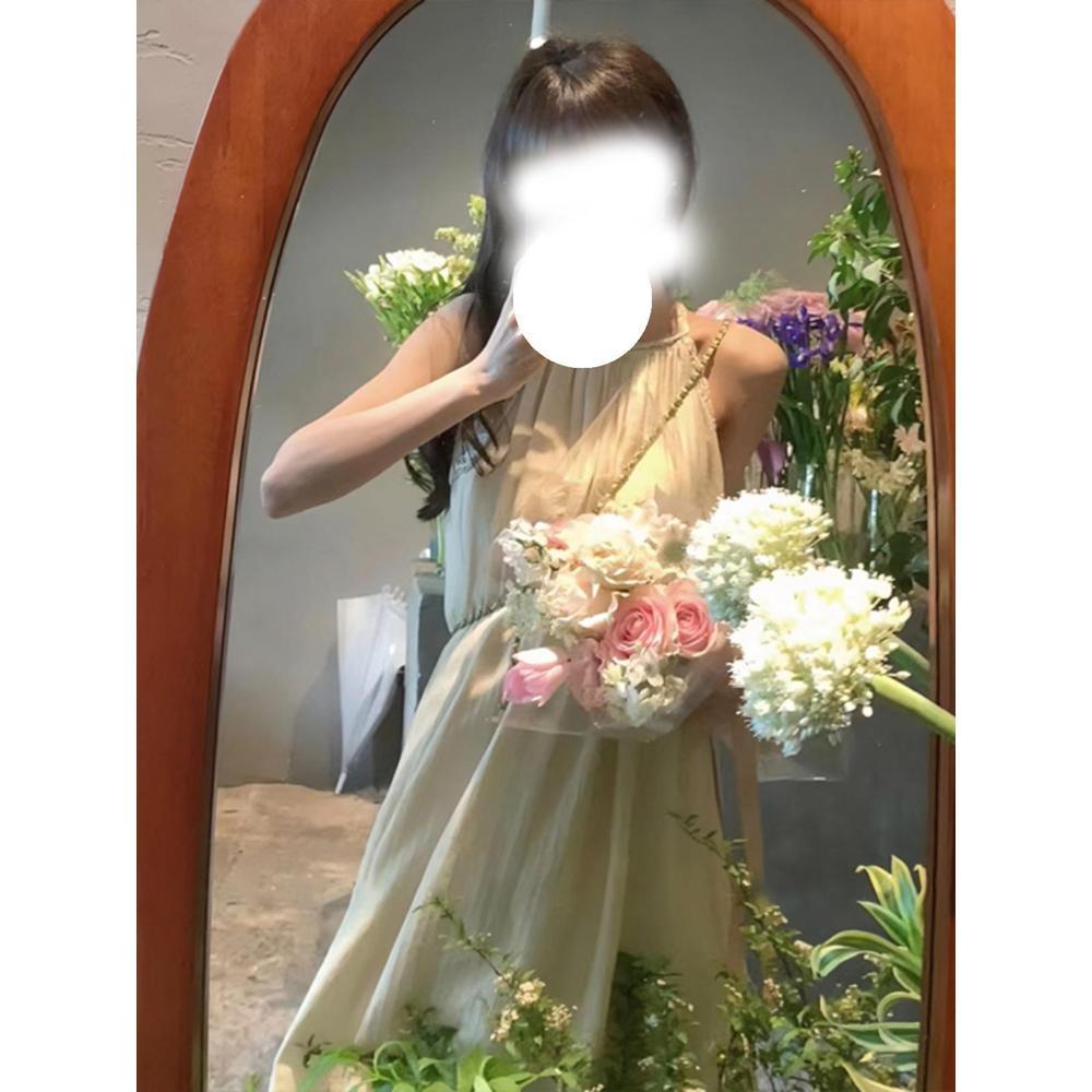 Mesh Suspender Dress Women's Spring New Chic Loose and Thin Casual Gentle Holiday Style Medium and Long Skirt