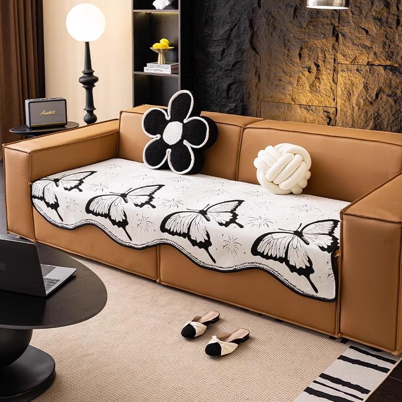 Summer Sofa Cover Decor Non-Slip Couch Slipcover Protector Universal Irregularity Sofa Cushion European Style Retro Butterfly
