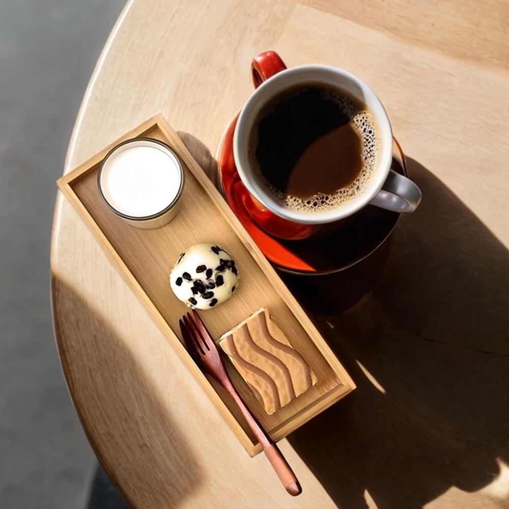 Japanese Bamboo Wood Tea Tray and Candy Dish Coaster, Rectangular Desktop Water Cup Holder