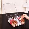 Clear Storage Organizer for Nail Polish with Flip Top, Ideal for Lipstick, Perfume, Essence, 9-Compartment Cosmetic Jewelry Box