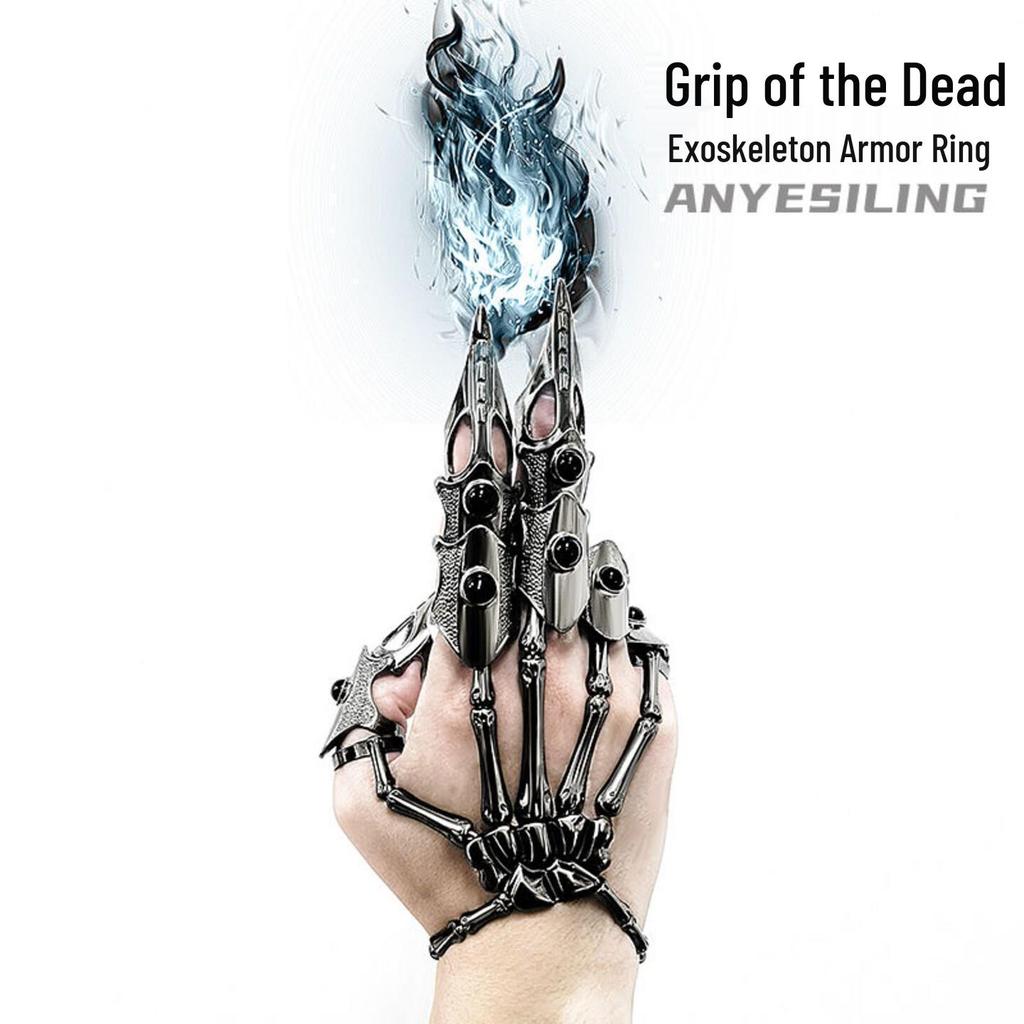 Harajuku Dark Tech Bionische Roboterhandschuhe mit verstellbaren Rüstungsringen