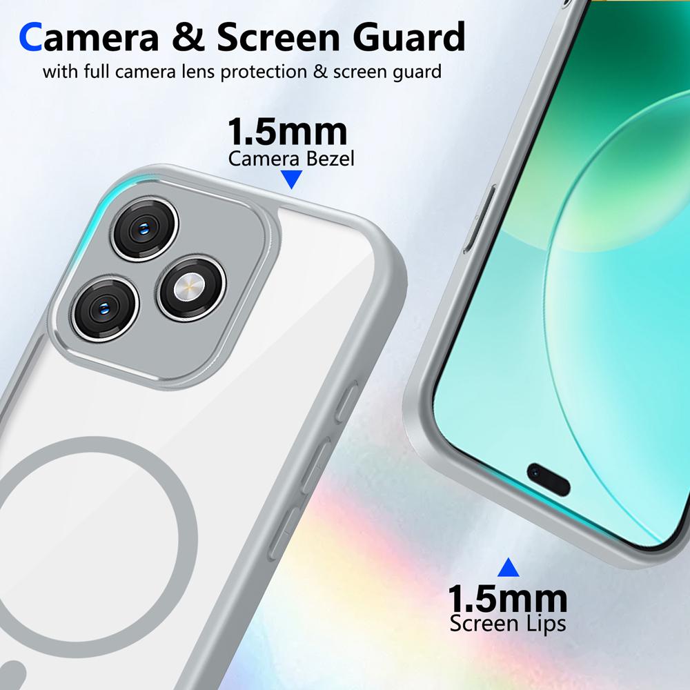 KEYSION Transparent Magnetic Phone Case for HONOR X8d Silicone+PC HD Clear Shockproof Back Cover for Huawei Honor 600 Lite 5G