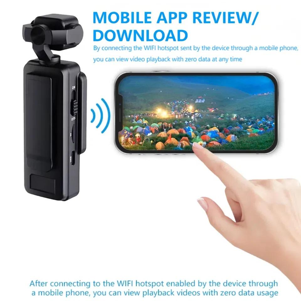 HD 1080P Mini Camera 360 ° Rotating Handheld Action Camera WiFi Sports Wearable Body Camera Travel Bicycle Driver Recorder Outdoor Motion Camera