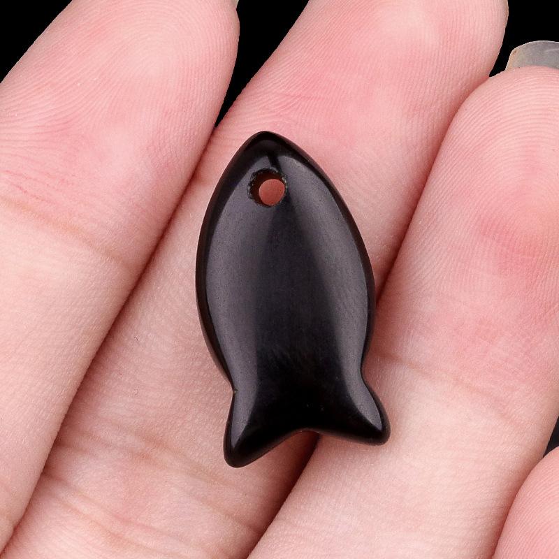 1pc 22mm Natural Stone Fish Pendant Amethyst Tiger Eye Pink Crystal Natural Stone for Women Jewelry Gift