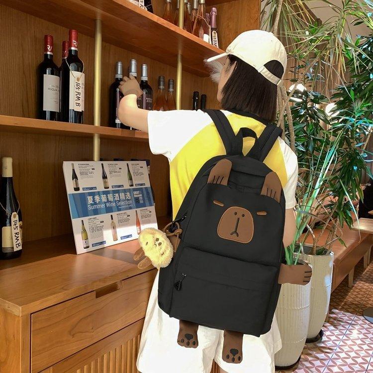Schoolbag Kapibara school bag large capacity girl junior high school primary school students funny backpack capybara cute cartoon backpack