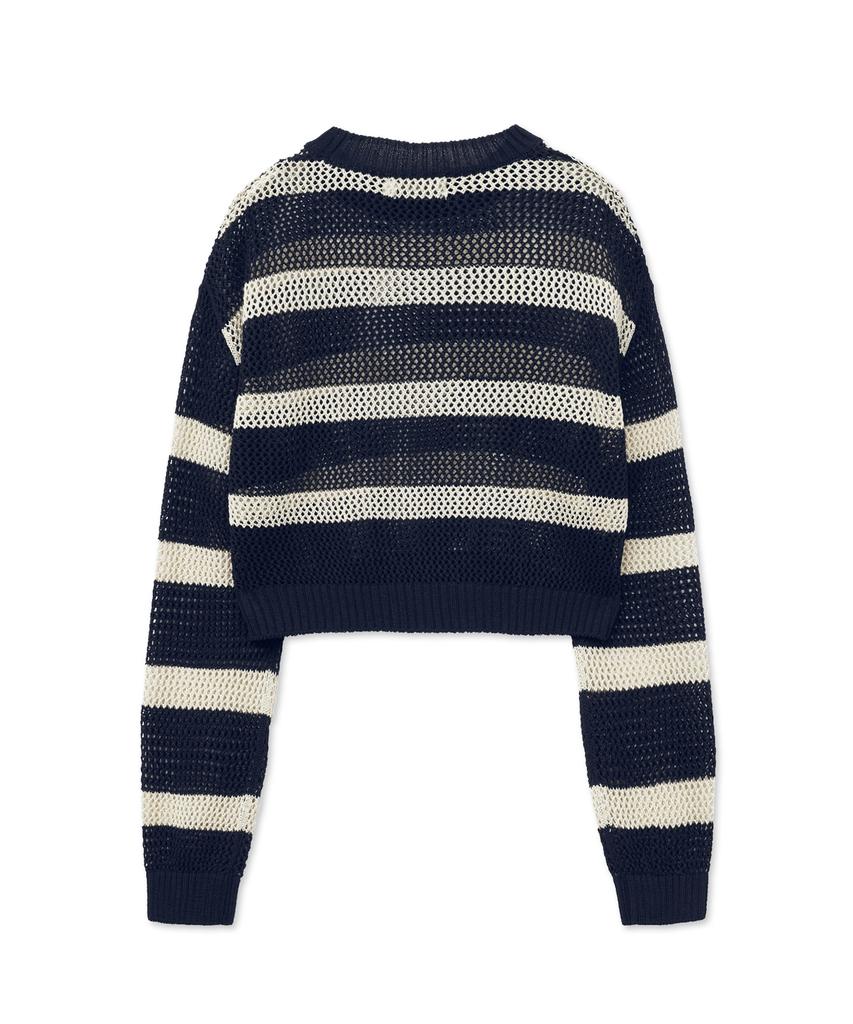 YALE Striped Curly Knit_Navy