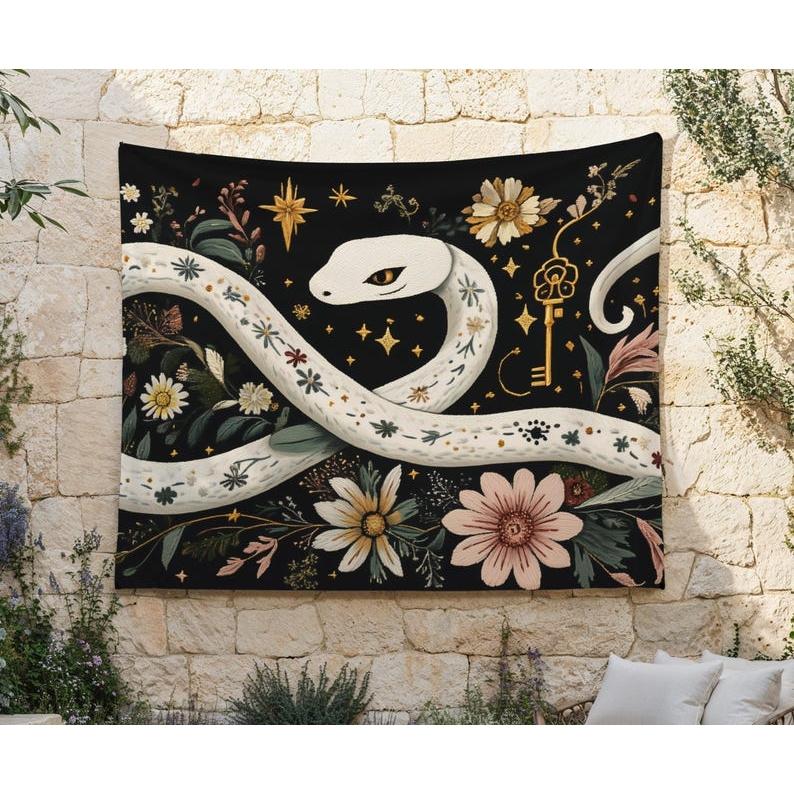 White Snake tapestry 75x100 чёрный