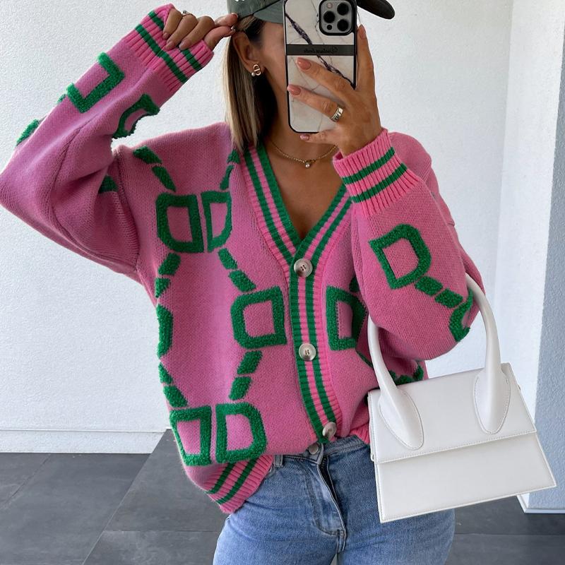 Sweater Coat Women's Single Breasted V-neck Top Loose Knitted Cardigan