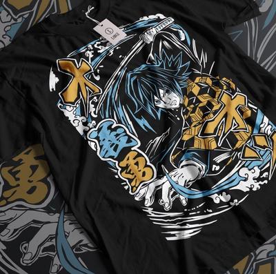 Giyu Tomioka Tričko Demon Slayer Kimetsu No Yaiba Anime Tričko Velikost Všechny Velikosti