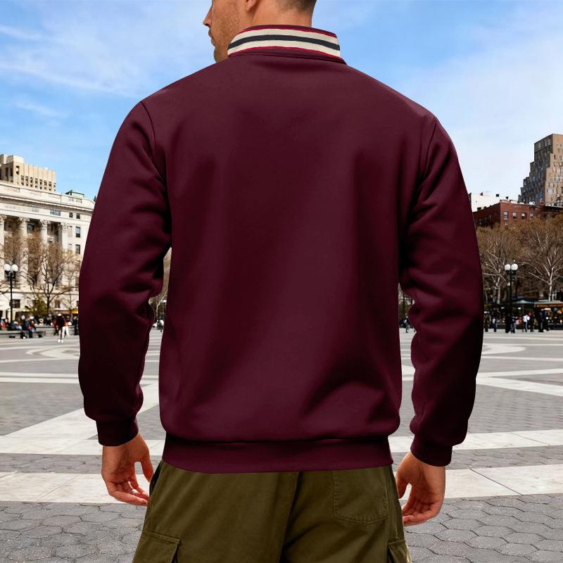 Mens Thick Fleece Loose Stand Collar Half Zip Casual Warm Sports Sweatshirt