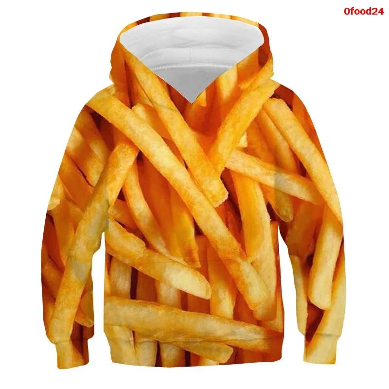Frühling Herbst Popcorn Hoodies Kinder Macaron Print Jungen Mädchen Trainingsanzug Pommes Süßigkeiten Lustige Kleidung Obst 3D Druck Pullover Kinder Sweatshirts