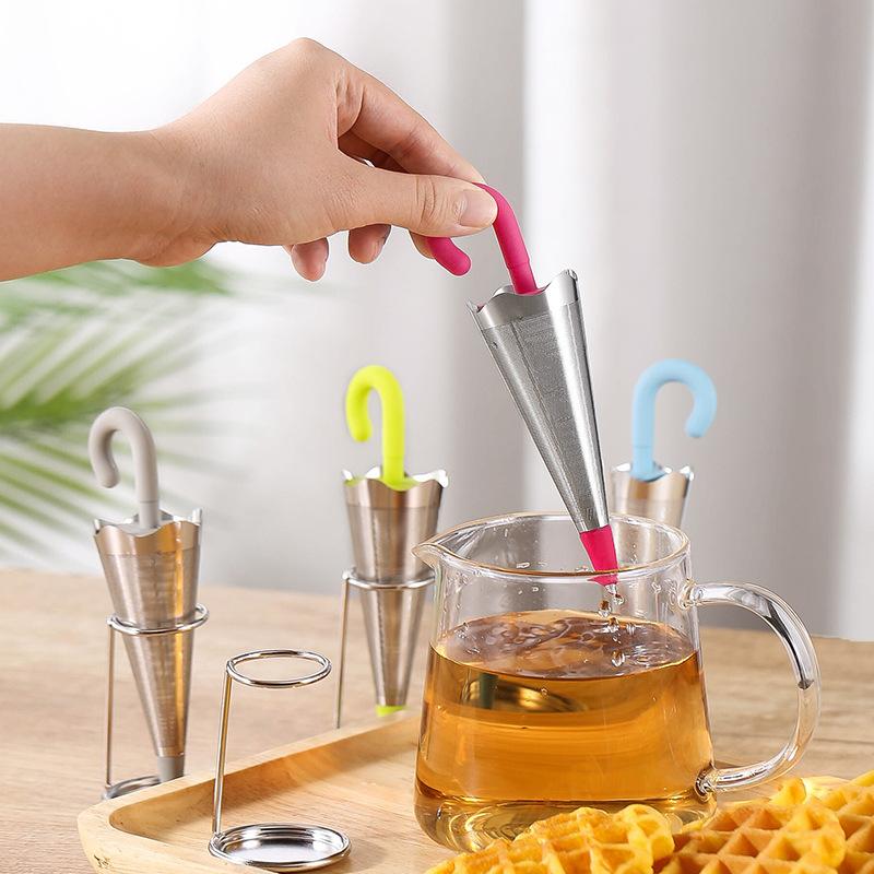 Creative Umbrella Shape Tea Infuser Stainless Steel Mesh Teapot Tea Leaf Strainer Filter for Herbal Spice Tea Maker Teaweare