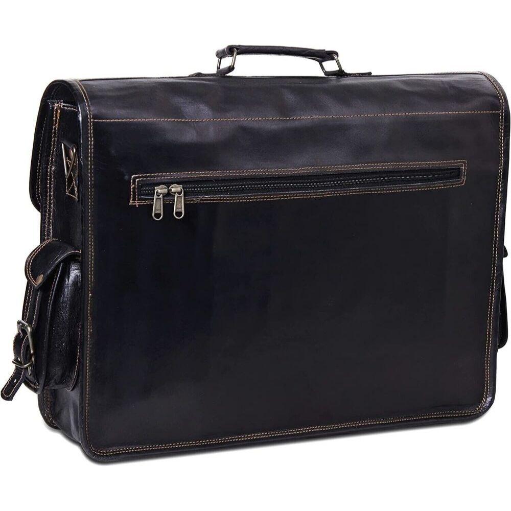 Men's Genuine Vintage Leather Messenger Shoulder Laptop Bag Briefcase Black
