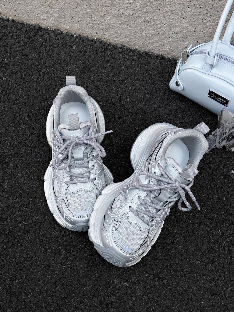 2025 Early Spring New Casual Platform Women's Shoes Breathable Double Mesh Round Head Women's Versatile Women's Single Shoes Dad Shoes Women's Tide