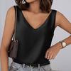 Women Tank Top V-neck Solid Color Sleeveless Low-cut Loose Daily Wear Pullover Satin Women Summer Vest Women Clothes