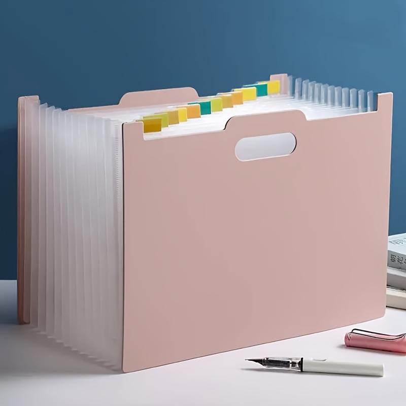 1pc Durable Plastic Art Portfolio Organizer - Multi-Layer, Labeled File Storage Folder with Protective Sleeves for Office & School, Available