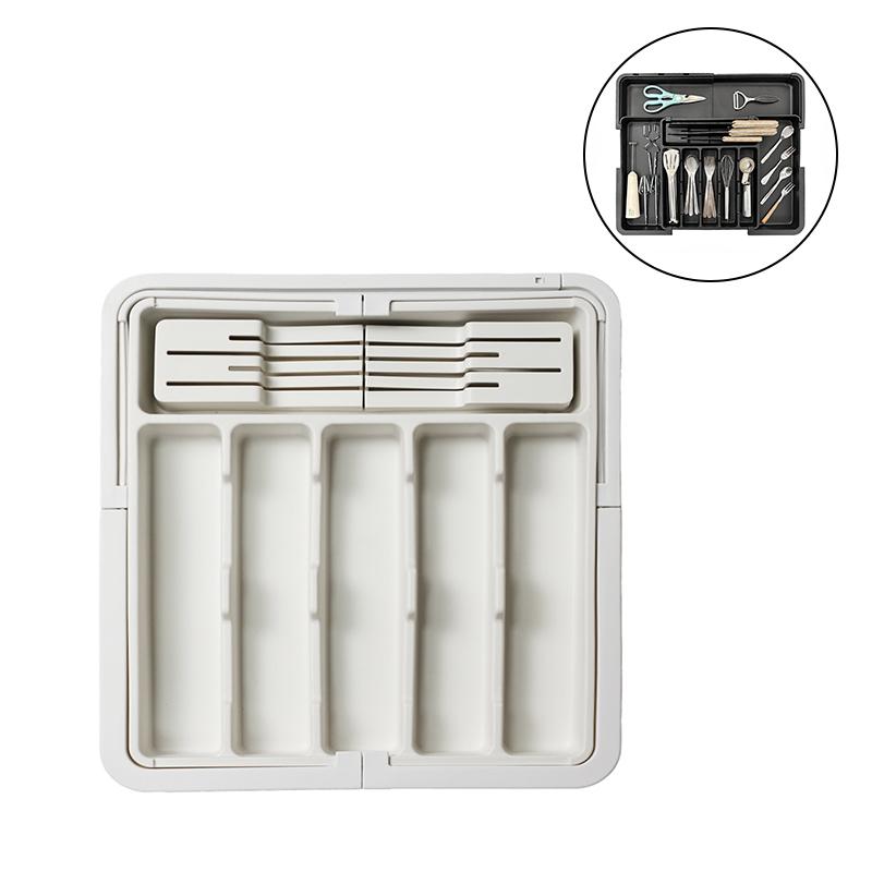 

Органайзер для столовых приборов Расширяемый Органайзер для кухонной утвари в ящик Большой Не содержит БФА Регулируемый Лоток для столовых приборов белый