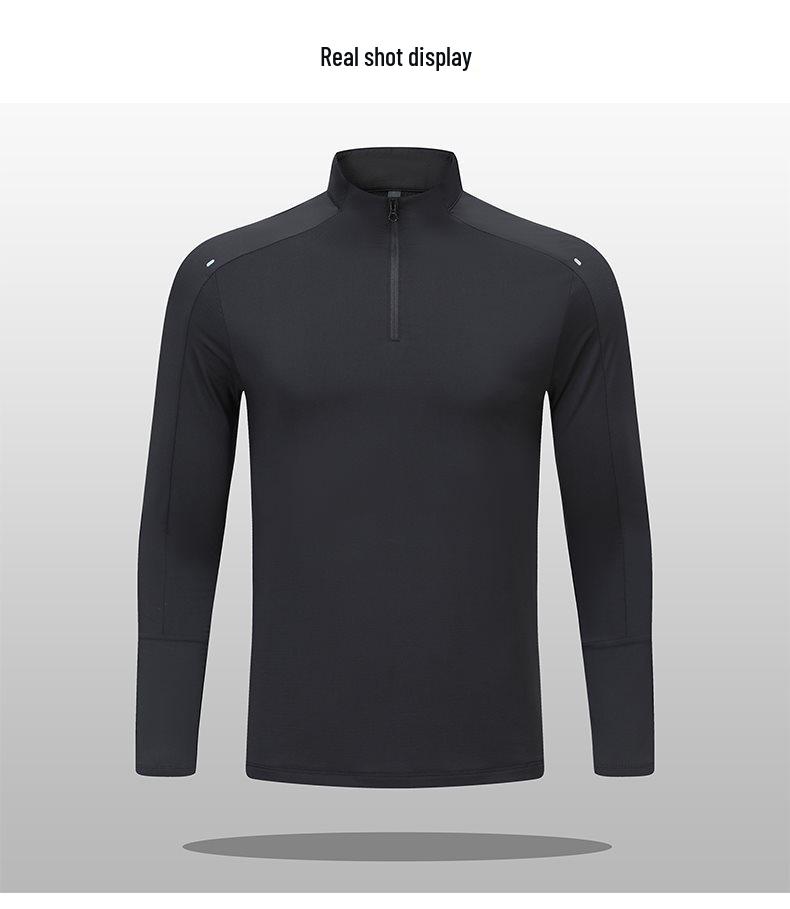 Men's Quick-Dry Half-Zip Stretch T-Shirt: Spring Long-Sleeve for Casual Sports, Mountaineering, Running, and Fitness