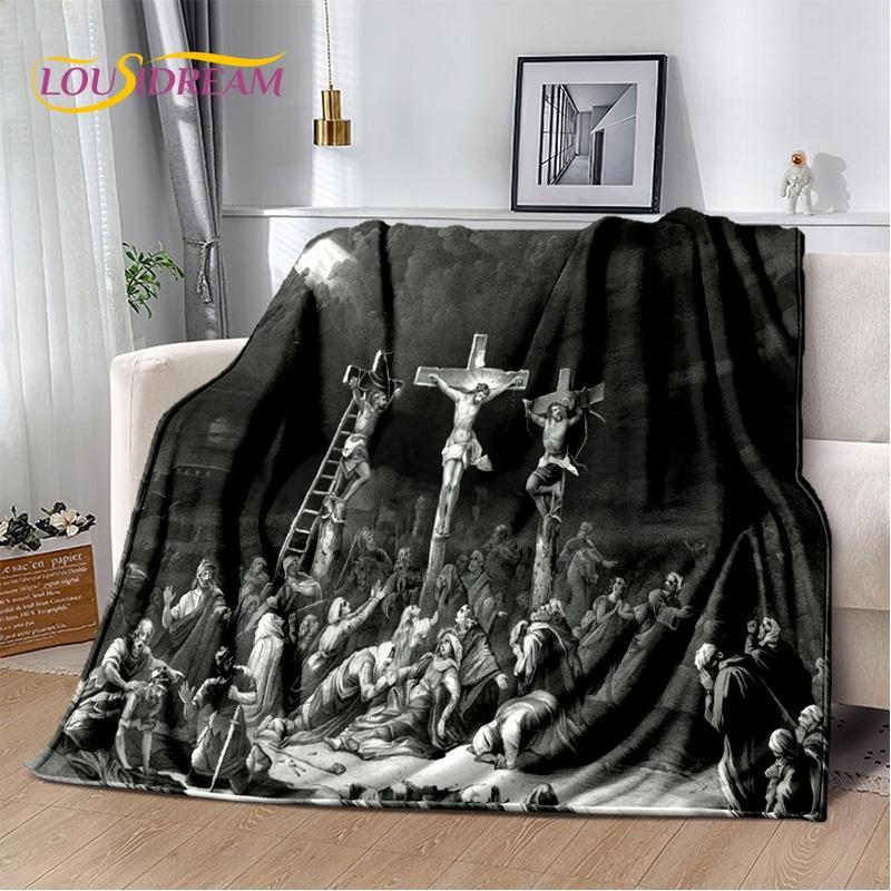New 3D Pray Holy Bible Cross Jesus Soft Blankets,Keep Warm Throw Blanket Comfortable Blanket for Picnic Beds Sofa Home Bedroom
