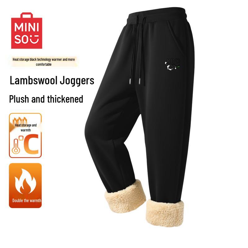 MINISO Men s Fleece-Lined Casual Jogger Pants L