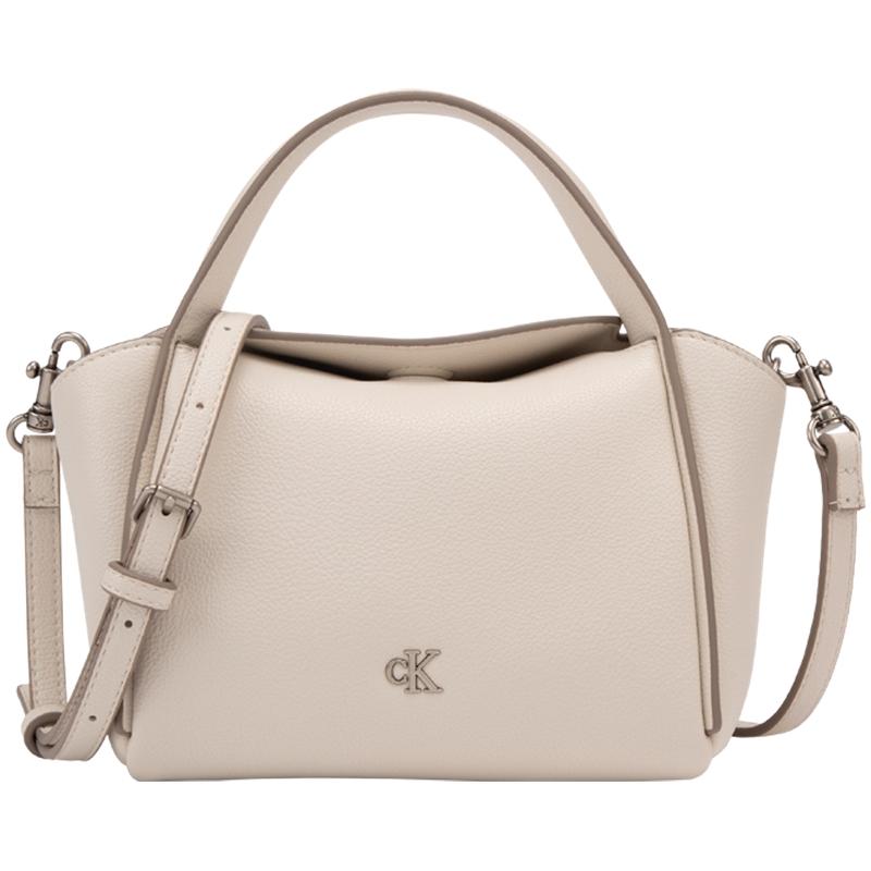 

Calvin Klein Letter Basket Bag Mixed Material Shoulder Tote Medium Women Bags Beige 4K3144G-CJH CJH-Beige Apricot