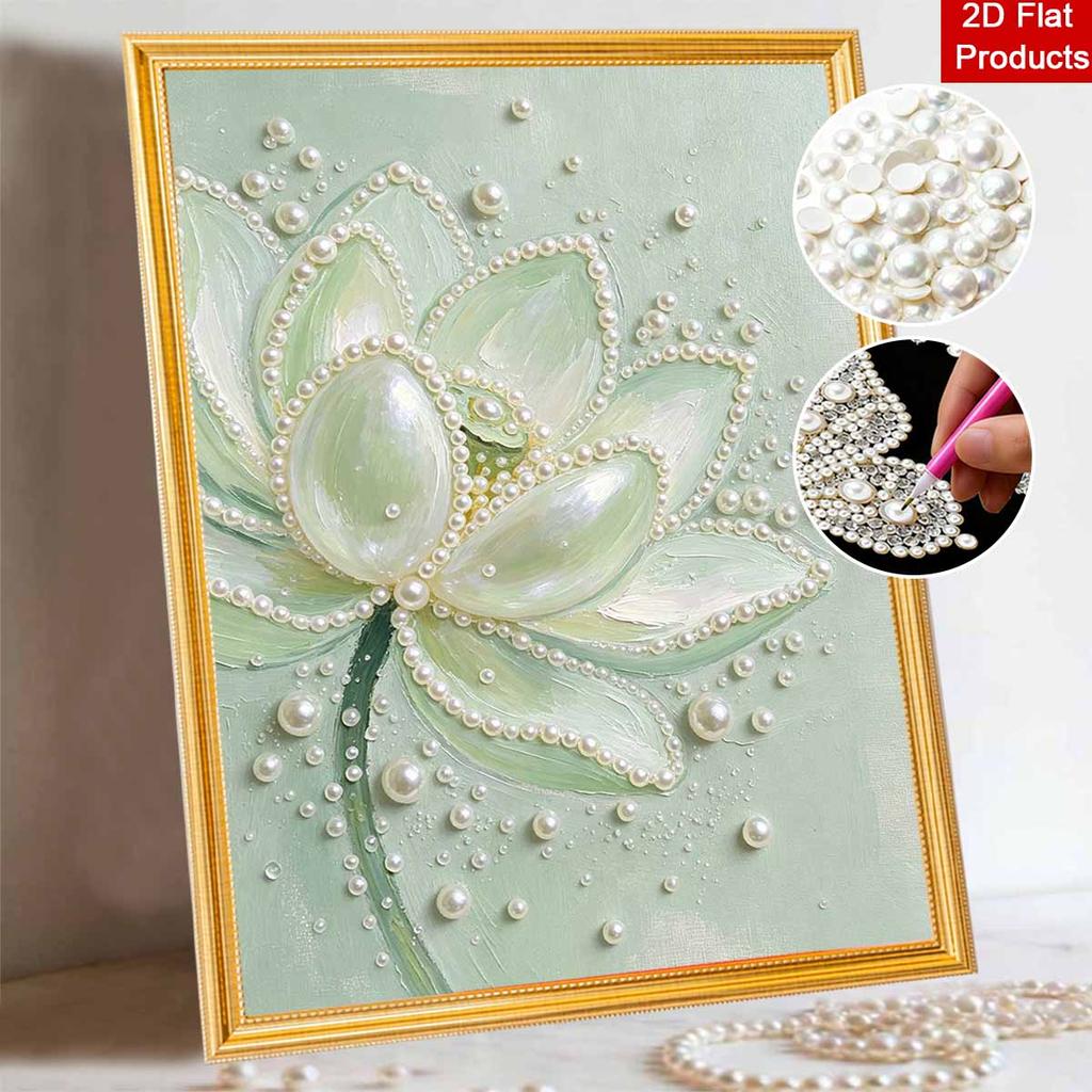 Pearl Lotus Painting Kit Handmade DIY Elegant Floral Home Decoration Painting