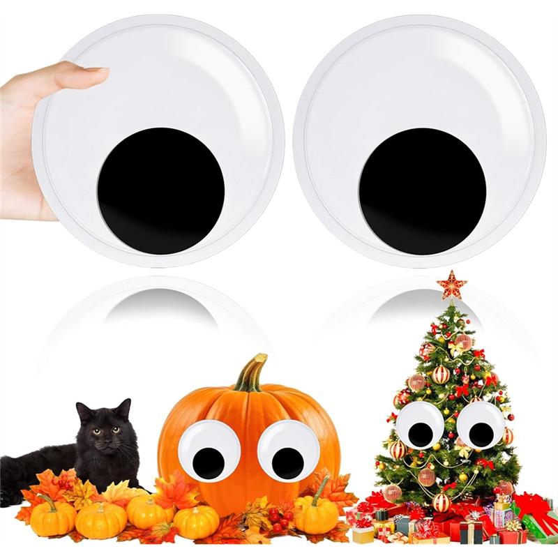 

HHO-Giant Wiggle-Eyes 6 Inch 2 Pcs Set With Self-Adhesive Googly Eyes For Halloween Christmas For DIY Crafts Decorations Ornamen