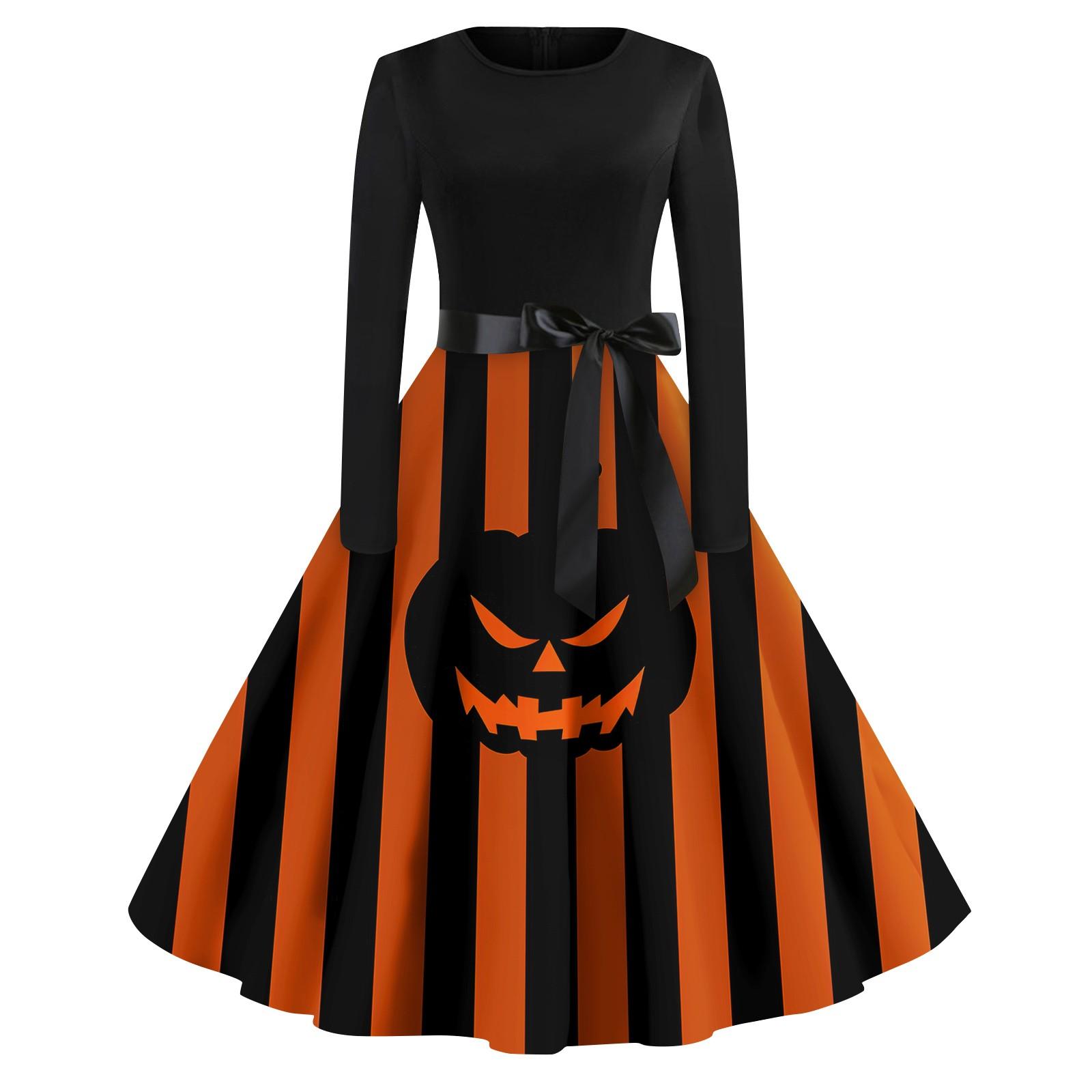 

Женское повседневное модное платье с длинным рукавом и принтом, вечернее повседневное платье с круглым вырезом XXXXL оранжевый