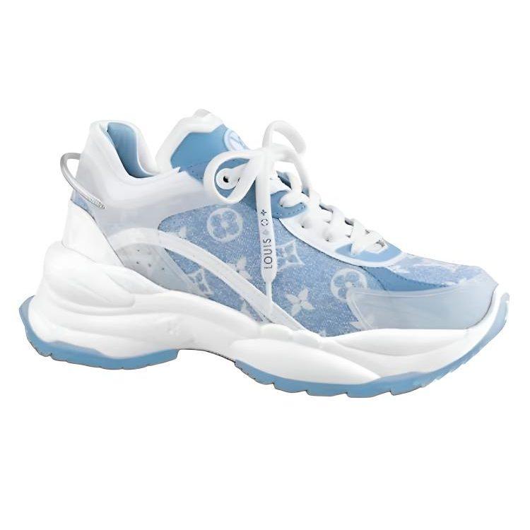 Louis Vuitton Run 55 Sneakers 'Blue Denim Monogram' Women's 1AB39N