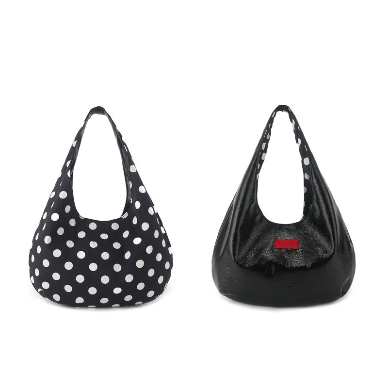 

7 7 Spring and Summer Niche New Kanari Tote Bag Simple Style Polka Dot Pattern Two-Side Back Shoulder Handbag Women
