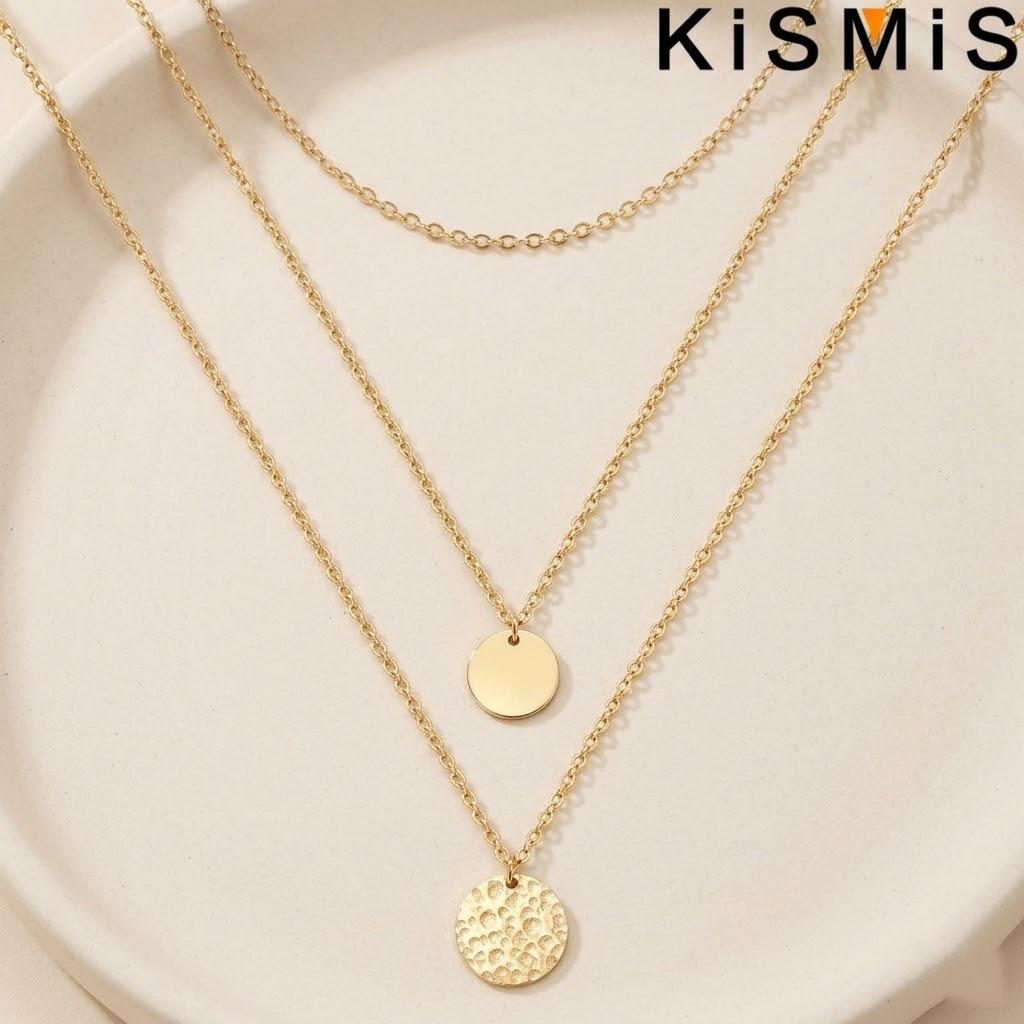 

1Set Stainless Steel Layered Necklace Dainty Disc Choker 14K Gold Plated Layering Jewelry for Women Fashion Accessories