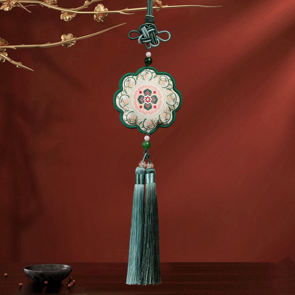 Silk Sunflower Dunhuang Embroidery Sachet with Tassel - Ethnic Style Hanfu Decoration