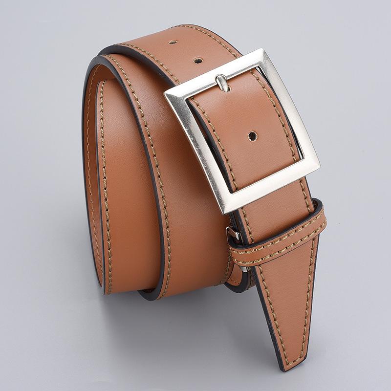 Men'S Belt Alloy Belt Simple Casual Pin Buckle Belt Pu Belt Men'S