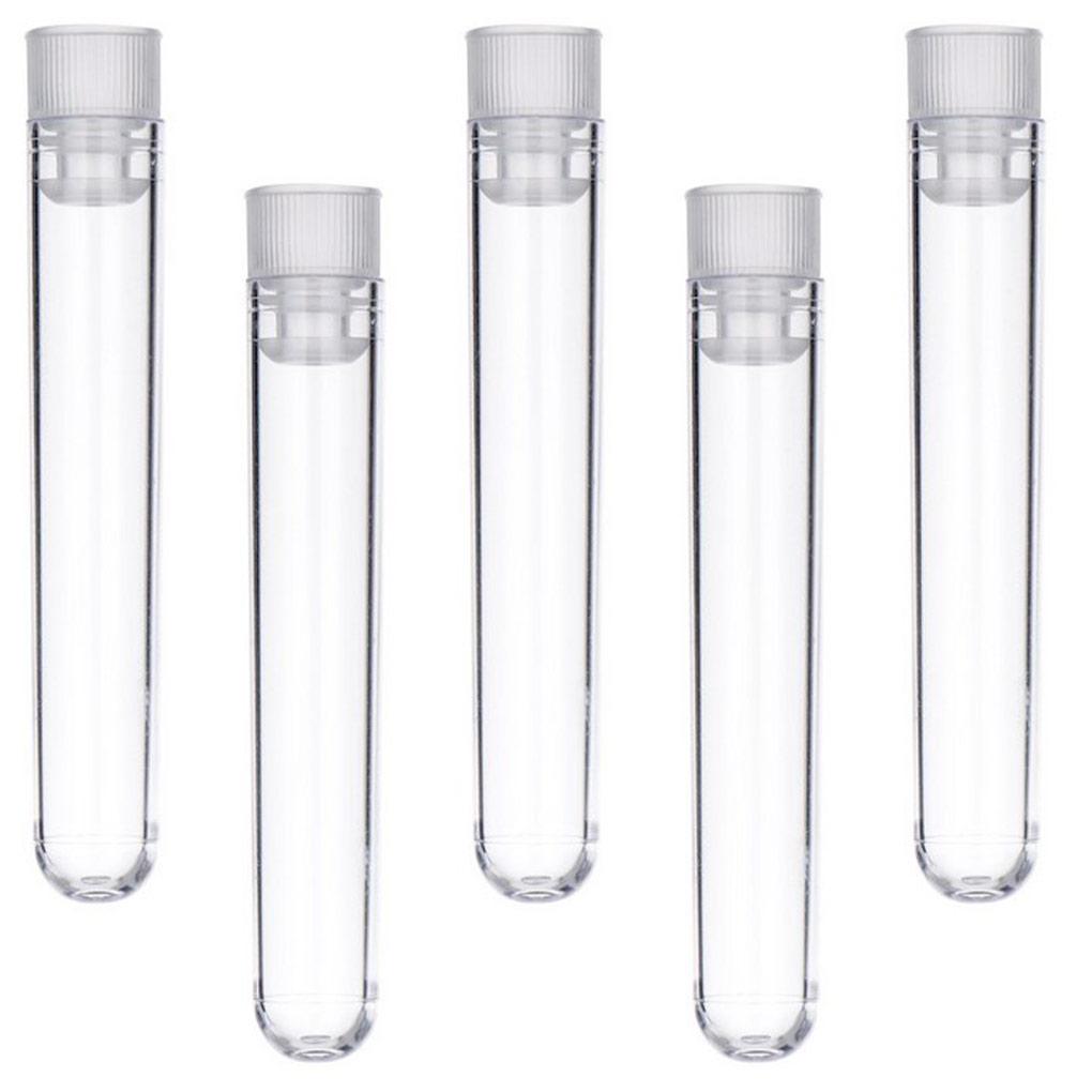 50pcs Transparent Laboratory Clear Plastic Test Tubes with Push Caps School Lab Supplies Sample Containers Vials for Experiments