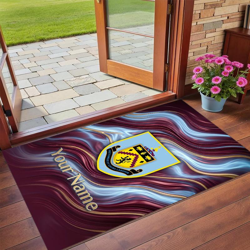 Crystal Velvet Rug Custom Name Text, Soft Non Slip Floor Mat Home DecorBurnley Football