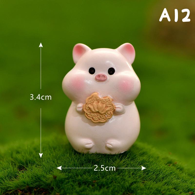 Cartoon Zodiac Color 3D Resin Doll Crafts Chinese Style Micro Landscape Bonsai Keychain Handbag Pendant Gift For Women