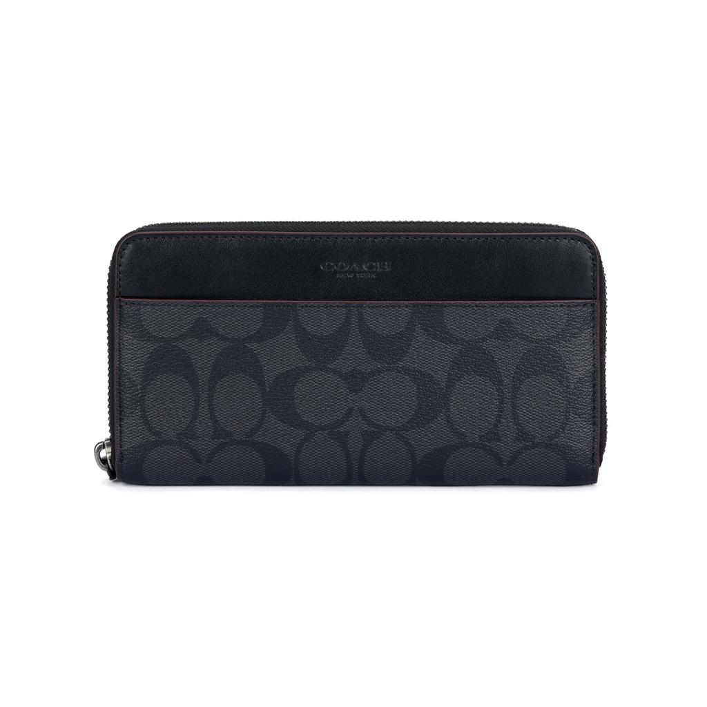 Coach Accordion Wallet 20 Classic Monogram Logo Embossed Coated Canvas Clutch Men Wallets Gray Black 25517-N3A