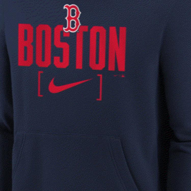 Nike X MLB Kolaborační Mikina Boston Red Sox S Kapucí Módní Potisk Písmen Ležérní Dlouhý Rukáv Dětské Mikiny Modrá Černá 3Z3B7NMCR-BOS