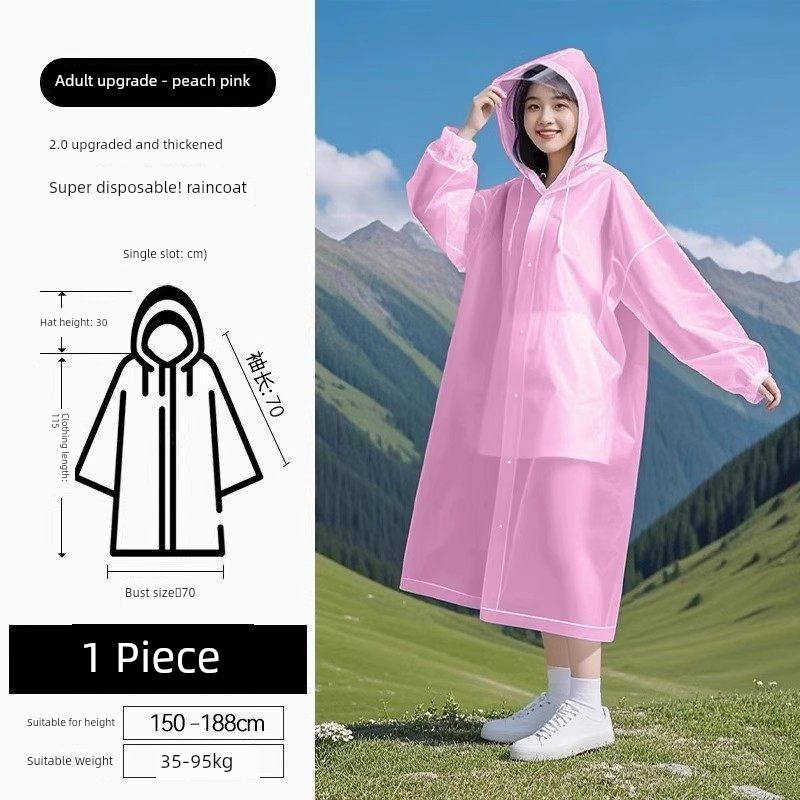 Long Raincoat, Full-Body Rain Protection, Disposable, Thickened for Adults, Suitable for Outdoor Wear, Hiking, Travel, Single-Person Rain Poncho