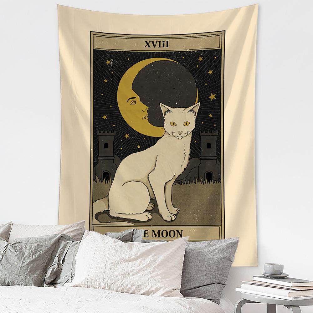 Cat Coven Tapestry Printed Witchcraft Hippie Tapiz Wall Hanging Bohemia Mandala Art Aesthetic Room Decor