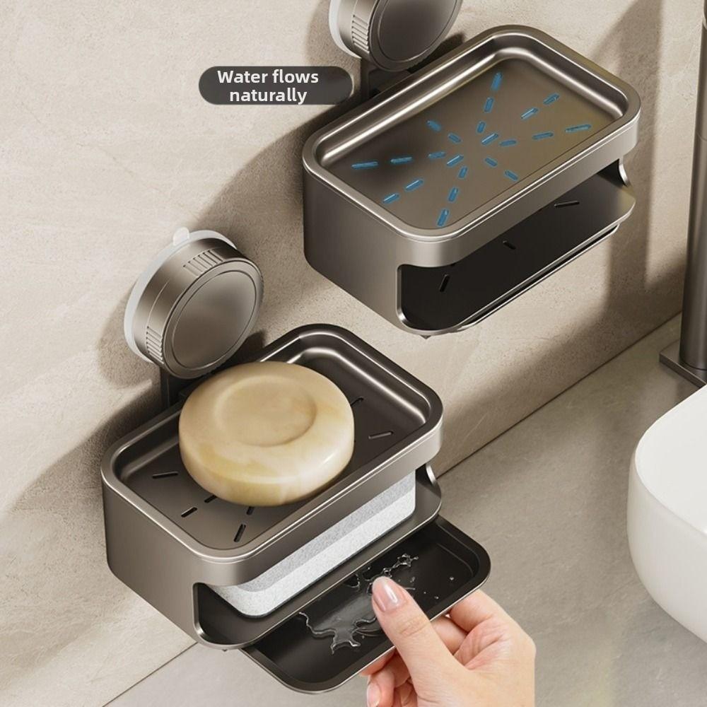 Detachable Self Draining Soap Holder Wall Mounted Soap Drain Box Soap Sponge Storage Rack  Toilet