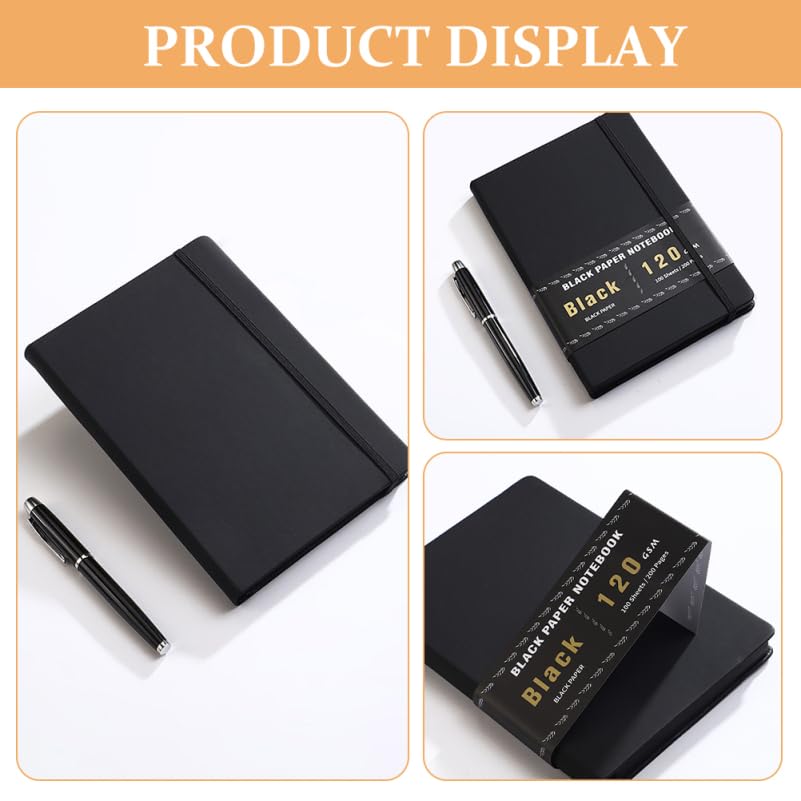 STOBOK Notizbuch aus schwarzem Papier A5-Größe Memo mit schwarzem Papier Zeichenpapier mit schwarzem Papier Aquarellpapier Graffiti-Notizbuch Kostenloses Notizbuch Hochwertiges Papier Für